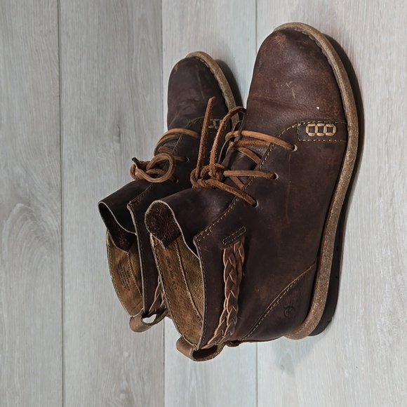Born Women Brown Leather Ankle Boots Shoes Sz 8 - Picture 2 of 12